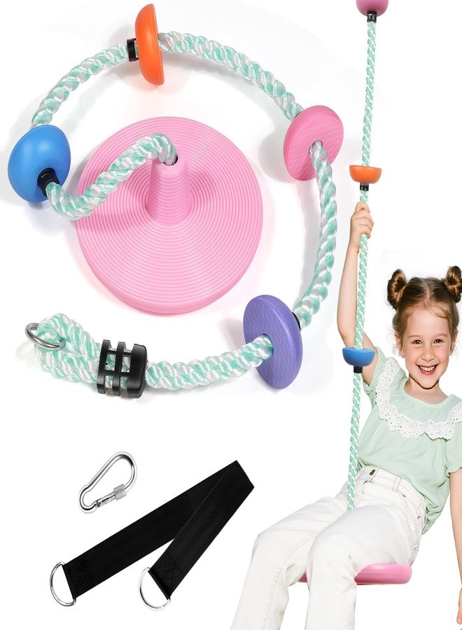 ZNCMRR Tree Swings for Kids Outdoor Rope Swing for Tree Climbing Rope for Kids Disc Swing Indoor Outdoor Swing Set Accessories(Candy Pink) - Image 1