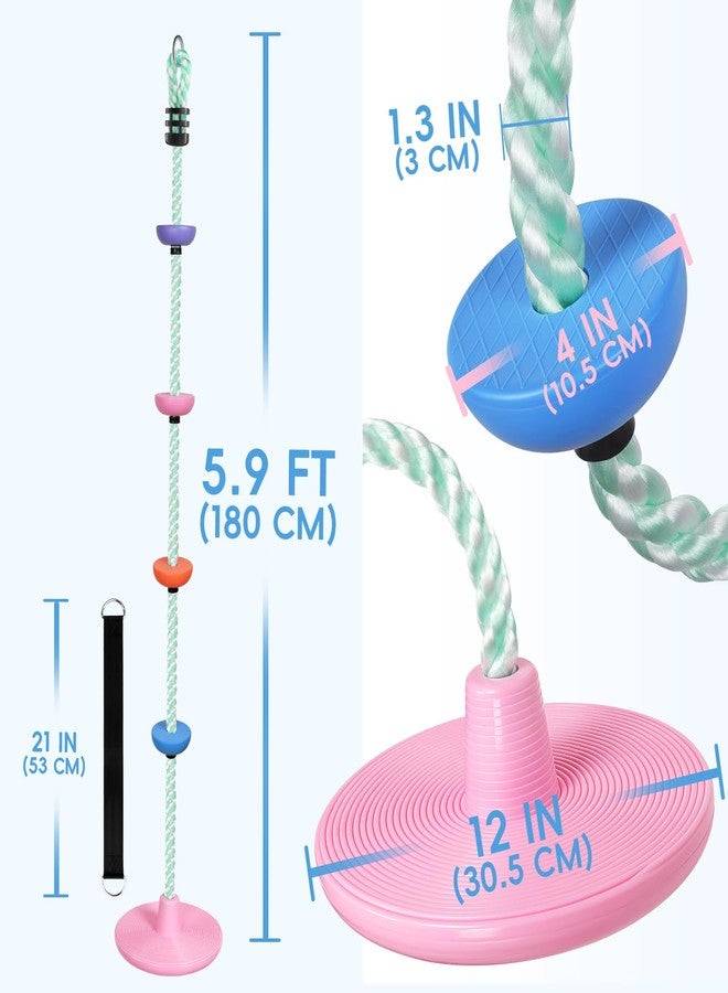 ZNCMRR Tree Swings for Kids Outdoor Rope Swing for Tree Climbing Rope for Kids Disc Swing Indoor Outdoor Swing Set Accessories(Candy Pink) - Image 4