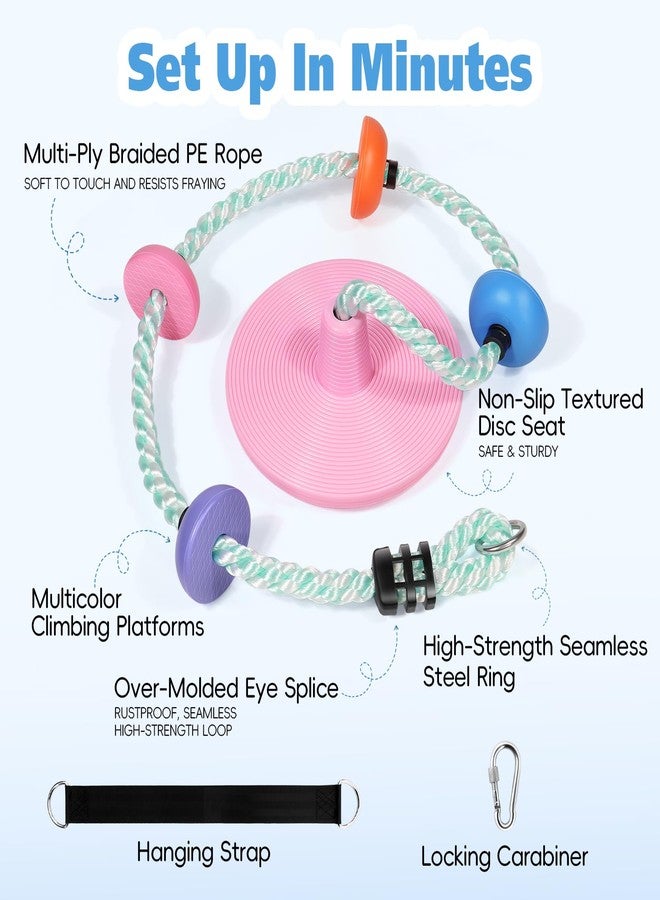 ZNCMRR Tree Swings for Kids Outdoor Rope Swing for Tree Climbing Rope for Kids Disc Swing Indoor Outdoor Swing Set Accessories(Candy Pink) - Image 5