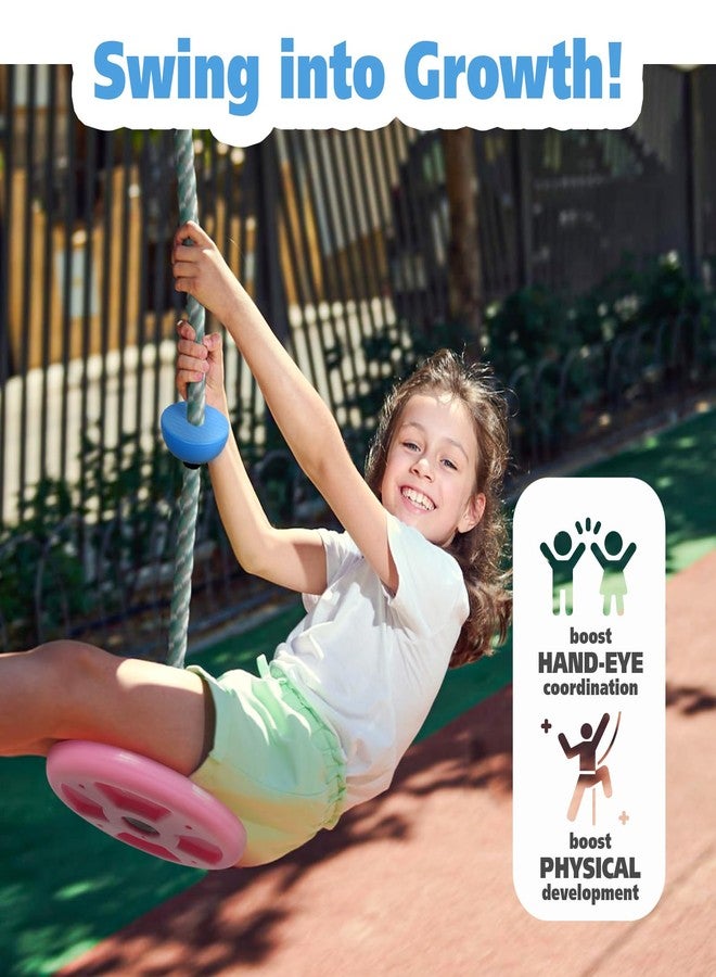 ZNCMRR Tree Swings for Kids Outdoor Rope Swing for Tree Climbing Rope for Kids Disc Swing Indoor Outdoor Swing Set Accessories(Candy Pink) - Image 3