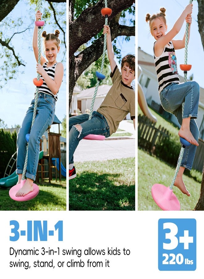 ZNCMRR Tree Swings for Kids Outdoor Rope Swing for Tree Climbing Rope for Kids Disc Swing Indoor Outdoor Swing Set Accessories(Candy Pink) - Image 2