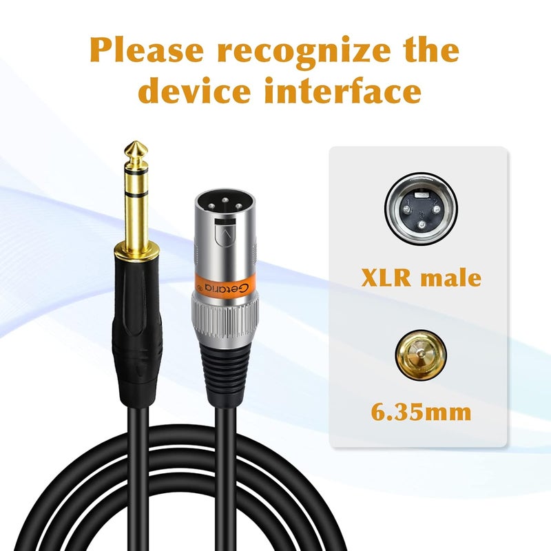 Getaria Scratch resistant 3ft Male XLR to 1/4 TRS Jack Lead Balanced Signal Interconnect 6.35mm to XLR Microphone Cable, Quarter Inch to 3 Pins XLR Patch Cable, Compatible with Speakers, Audio Consoles All user friendly build - Image 5