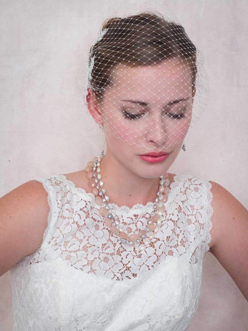 Unsutuo Birdcage Veils Bride Wedding Veil Lace Applique Bridal Veil for Women and Girls - Image 4