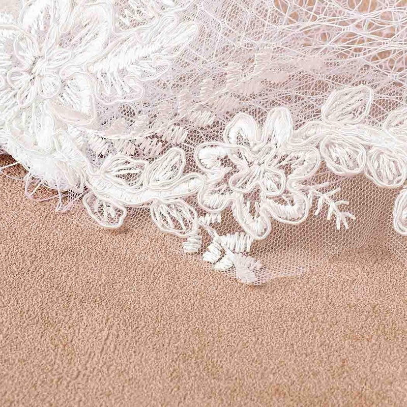 Unsutuo Birdcage Veils Bride Wedding Veil Lace Applique Bridal Veil for Women and Girls - Image 3