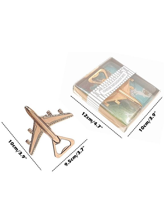 Kinteshun Airplane Bottle Opener with Gift Box Packing for Wedding Party Favor(12pcs,KC Golden Tone) . - Image 2