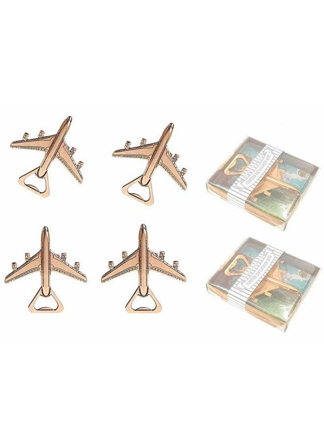Kinteshun Airplane Bottle Opener with Gift Box Packing for Wedding Party Favor(12pcs,KC Golden Tone) . - Image 1