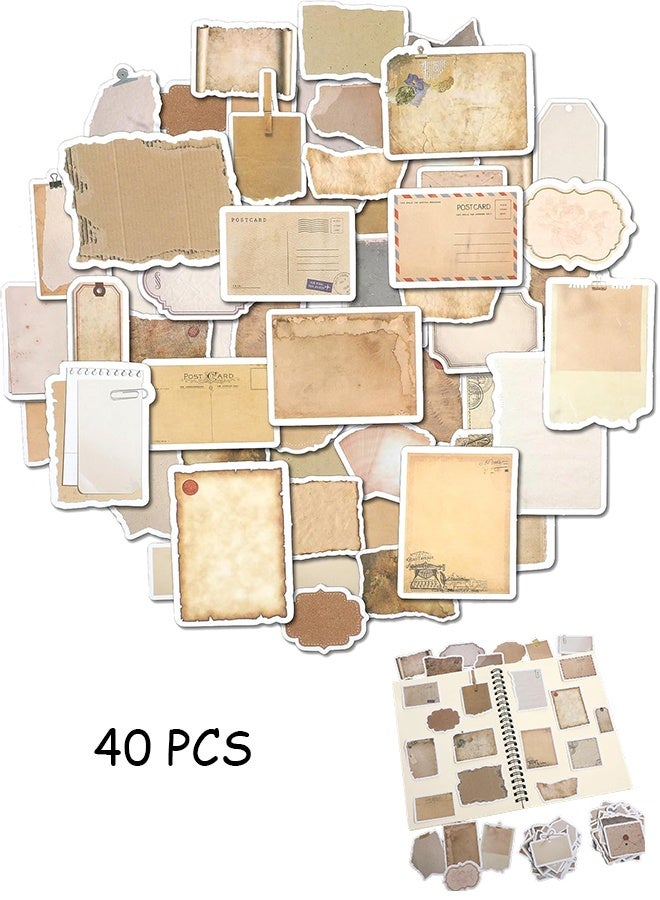 40 Pcs Vintage Scrapbook Paper Stickers, Scrapbooking Sticker Book Aesthetic Junk Journal Supplies DIY Decoupage Paper Accessories Stickers Craft Kits for Album Diary Notebook Journal - Image 1