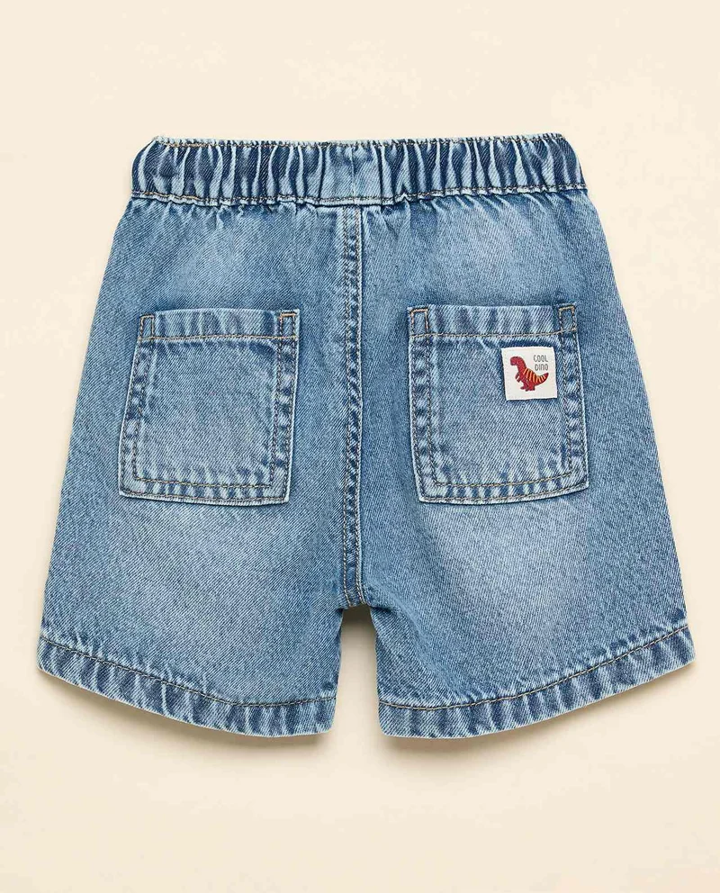 R&B Faded Denim Shorts with Drawstring Waist