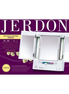 Jerdon Trifold Twosided Makeup Mirror With Lightsvanity Mirror With 5X Magnification & Multiple Light Settingswhite Basemodel Jgl9W  - Image 4