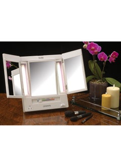 Jerdon Trifold Twosided Makeup Mirror With Lightsvanity Mirror With 5X Magnification & Multiple Light Settingswhite Basemodel Jgl9W  - Image 5