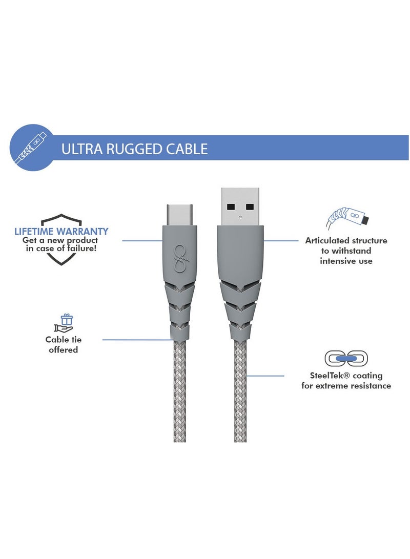 FORCE Force Power USB A to USB C Ultra Reinforced Cable 1.2M Lifetime Warranty Gray - Image 5