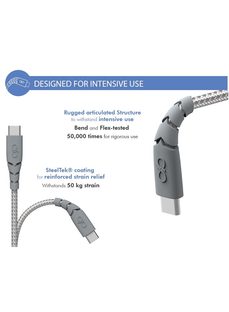 FORCE Force Power USB A to USB C Ultra Reinforced Cable 1.2M Lifetime Warranty Gray - Image 4