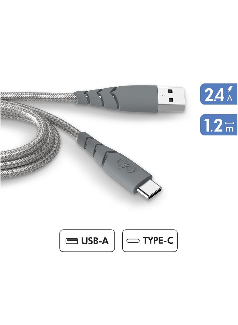 FORCE Force Power USB A to USB C Ultra Reinforced Cable 1.2M Lifetime Warranty Gray - Image 2