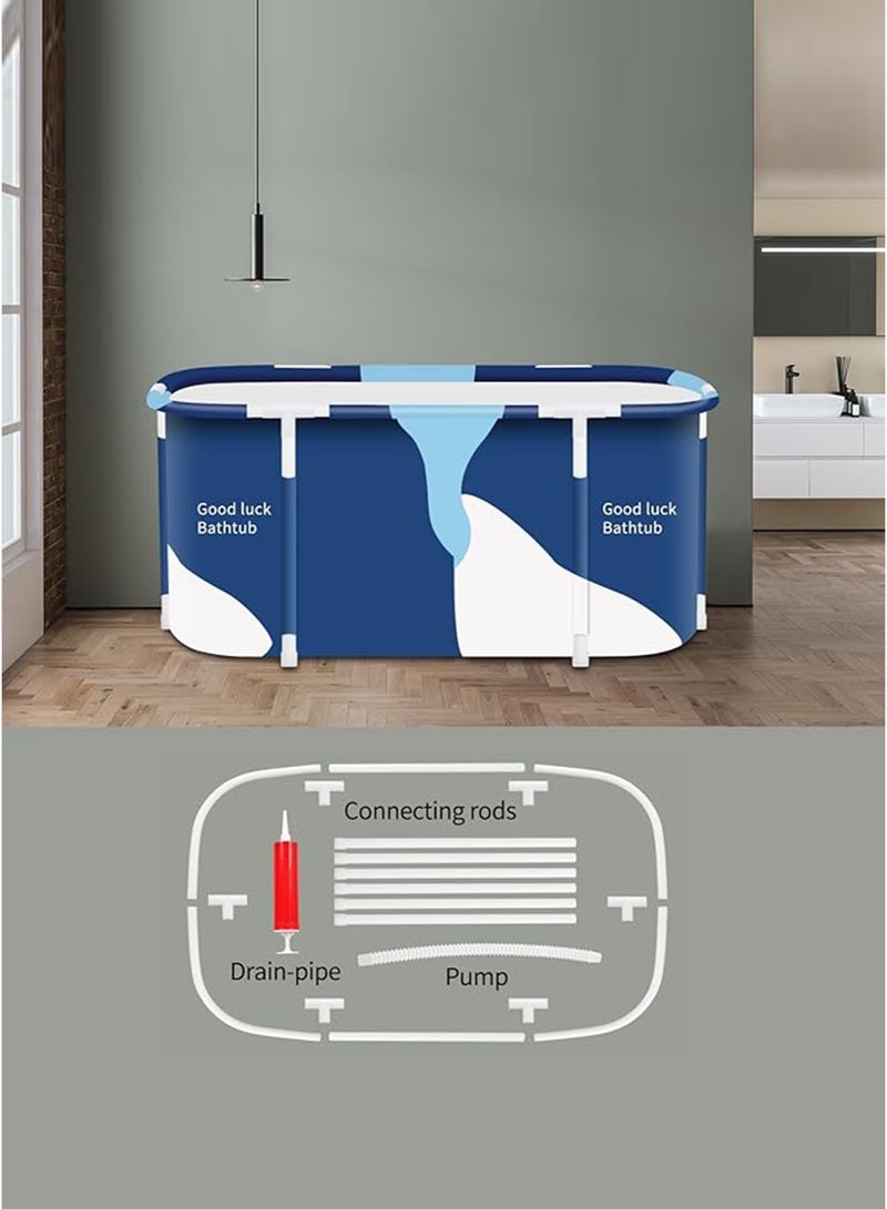 وين هولدر حوض استحمام قابل للطي ومحمول بحجم كبير 53 بوصة مع إطار معدني للبالغين، حوض سبا عائلي للنقع مع غطاء للحمامات الصغيرة، حوض متعدد الطبقات سميك مع غطاء (لون الميلك 53 بوصة مع إطار معدني) - Image 3
