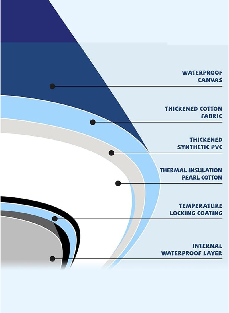 وين هولدر حوض استحمام قابل للطي ومحمول بحجم كبير 53 بوصة مع إطار معدني للبالغين، حوض سبا عائلي للنقع مع غطاء للحمامات الصغيرة، حوض متعدد الطبقات سميك مع غطاء (لون الميلك 53 بوصة مع إطار معدني) - Image 4