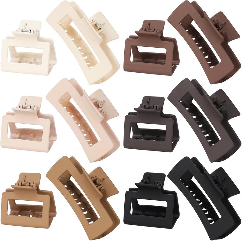 Mandydov Square Hair Claw Clips,Big and Small Non-slip Square Matte Hair Claw Clips,12 Pcs - Image 1
