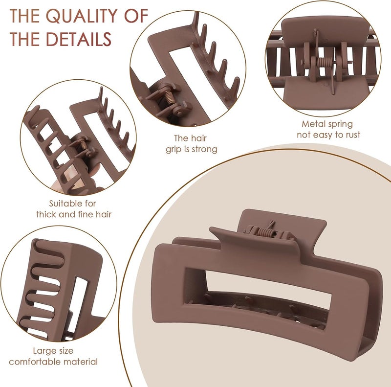 Mandydov Square Hair Claw Clips,Big and Small Non-slip Square Matte Hair Claw Clips,12 Pcs - Image 4