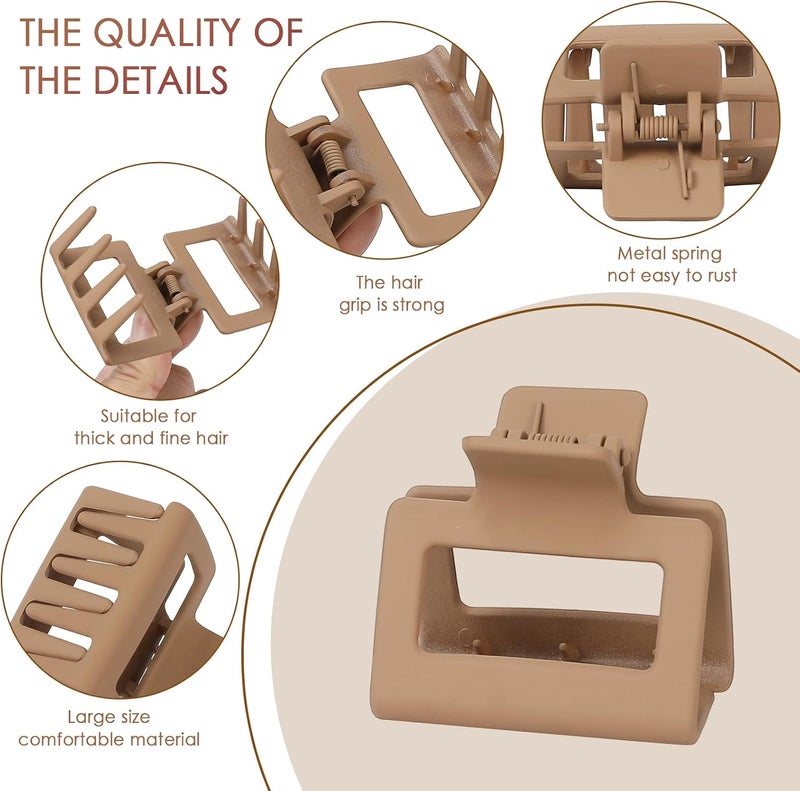 Mandydov Square Hair Claw Clips,Big and Small Non-slip Square Matte Hair Claw Clips,12 Pcs - Image 3
