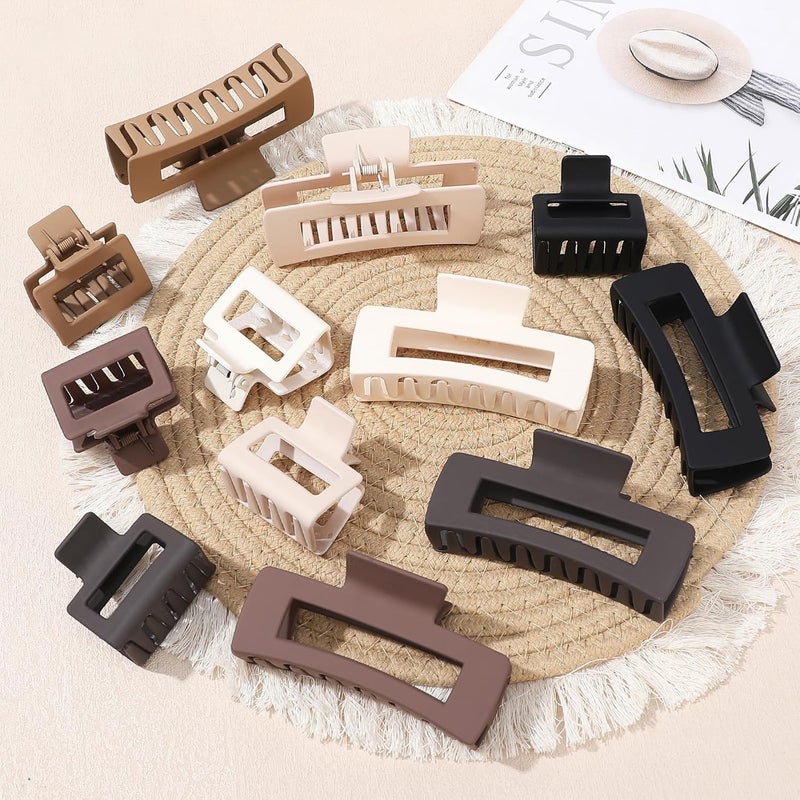 Mandydov Square Hair Claw Clips,Big and Small Non-slip Square Matte Hair Claw Clips,12 Pcs - Image 5