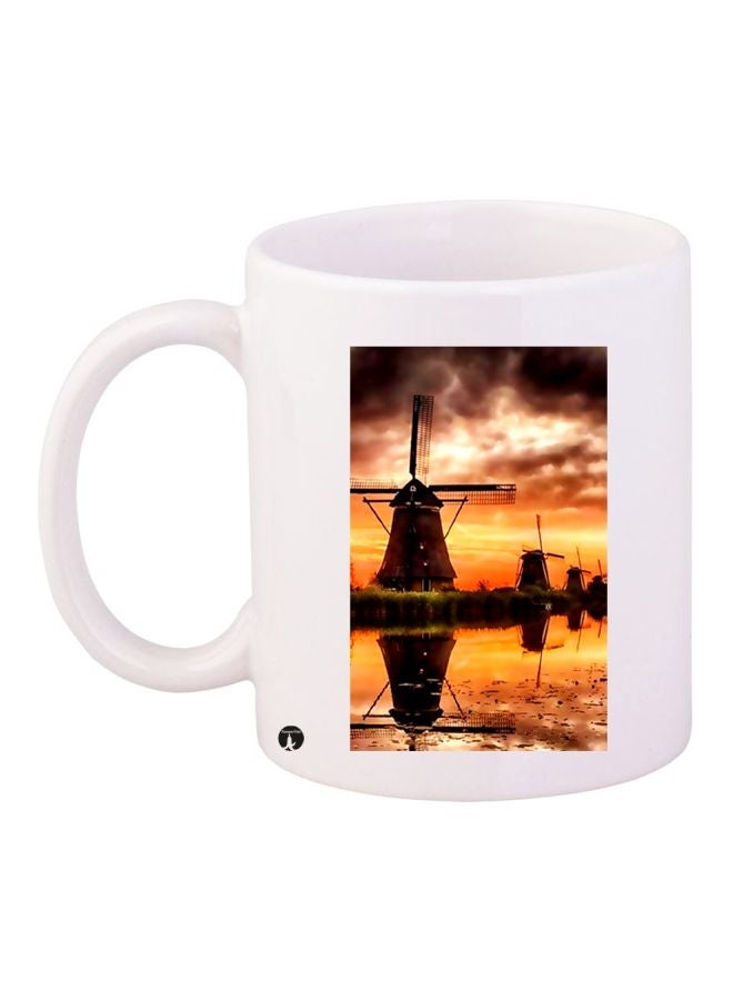 Nature Printed Coffee Mug White/Brown/Yellow 11ounce