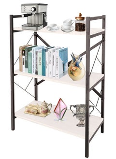 AGD Entrance Console Table, Coffee Corner Table, Side Table, Bookcase Consisting of 3 Wooden Shelves that Meets all your Needs - white/black  - Image 1
