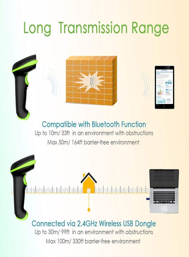 NADAMOO 2D Wireless Barcode Scanner with Stand, Compatible with Bluetooth & 2.4G Wireless & Wired Connection, Cordless QR Code Scanner USB Image Bar Code Reader for Computer Tablet iPhone iPad Android - Image 5