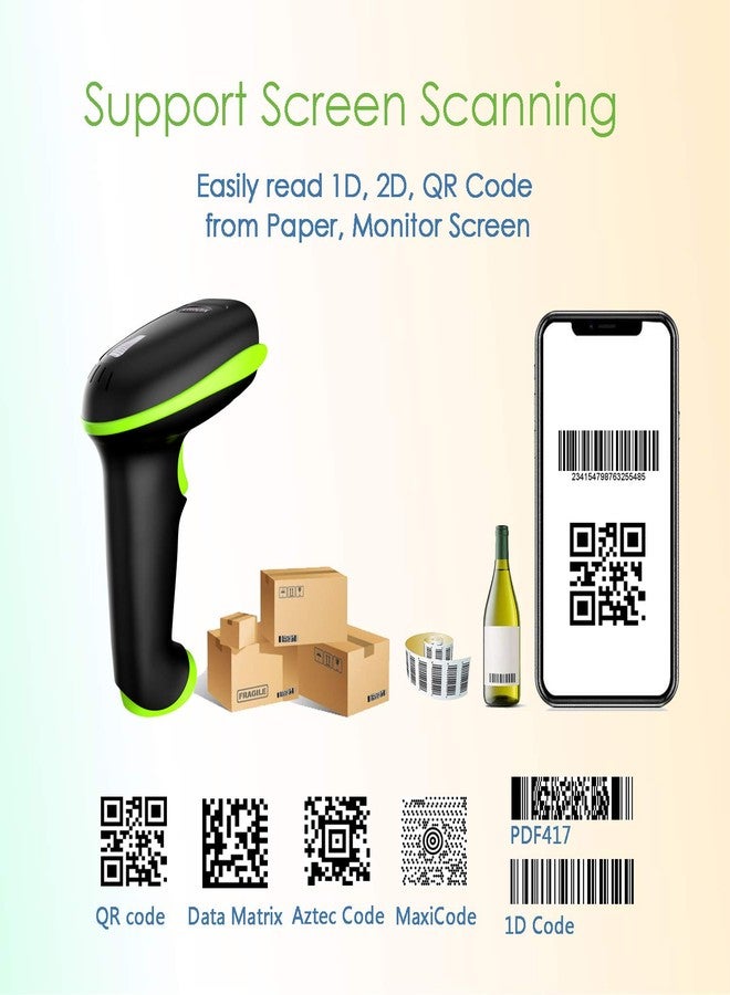 NADAMOO 2D Wireless Barcode Scanner with Stand, Compatible with Bluetooth & 2.4G Wireless & Wired Connection, Cordless QR Code Scanner USB Image Bar Code Reader for Computer Tablet iPhone iPad Android - Image 3