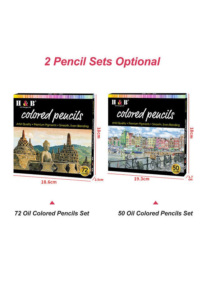 H&B Oil Colored Pencils Set 50 Color Pre-Sharpened Color Sketch Pencils Art Supplies for Students Adults Artists Drawing Sketching Coloring Books Decoration DIY Projects Present Gift  - Image 5