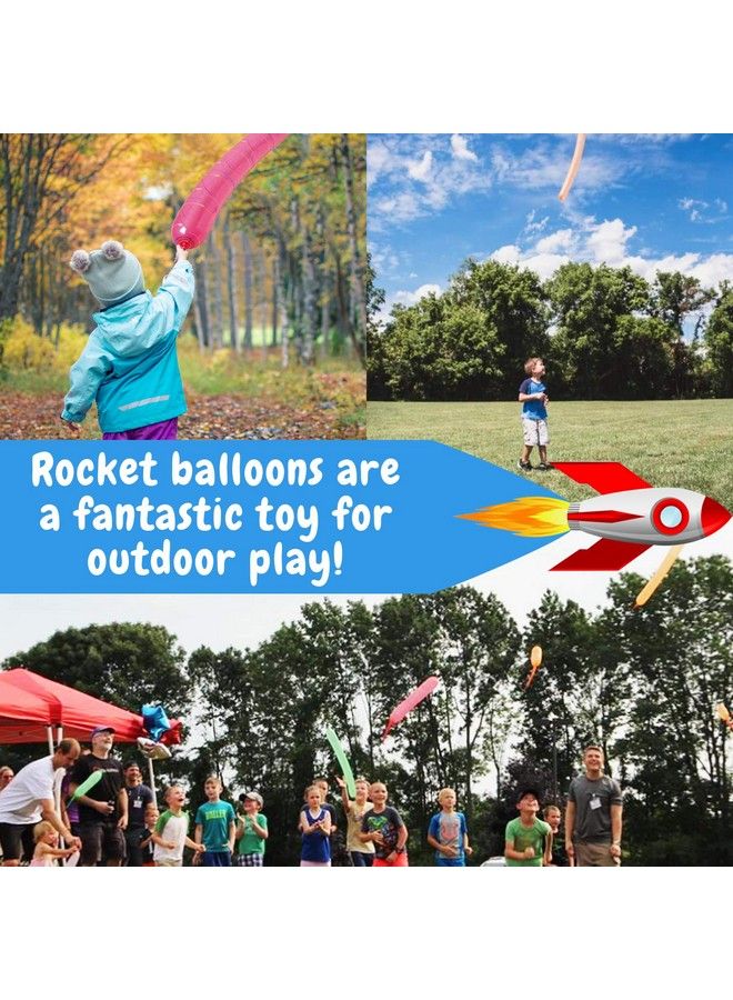 IMPRESA [100 Pack] Rocket Balloons Plus 1 Easy To Use Pump Party Pack No Need For A Refill Watch Each Screaming Balloon Rocket To The Sky! By Impresa (Pump Color May Vary) - Image 3