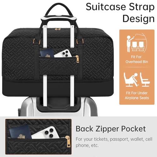 WELIDAY Weekender Bag for Women, 5 Pcs Set Carry on Overnight Bag, 21" Travel Duffel Bag with Waterproof Shoe Compartment for Weekend Travel Business Trip - Image 4