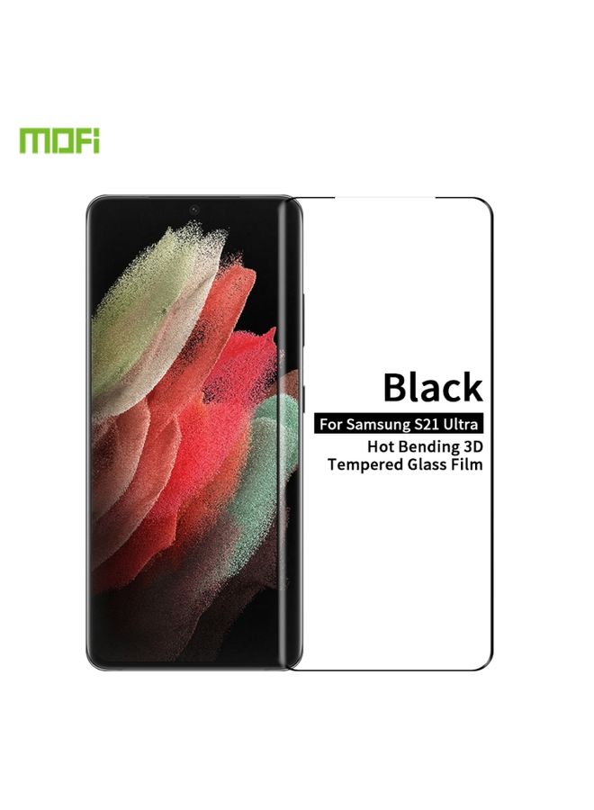 Screen Protector For Samsung Galaxy S21 Ultra 5G MOFI 9H 3D Explosion Proof Hot Bending Full Screen Covered Tempered Glass Film(Black)