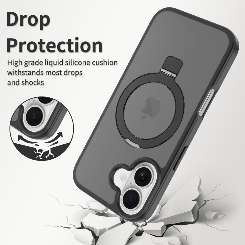 جراب ماج سيف لهاتف آيفون 17 مع حامل مغناطيسي غير مرئي، 【حماية كاملة من الصدمات】غطاء خلفي غير لامع مع حامل مغناطيسي لهاتف آيفون 17 ماج سيف - Image 2