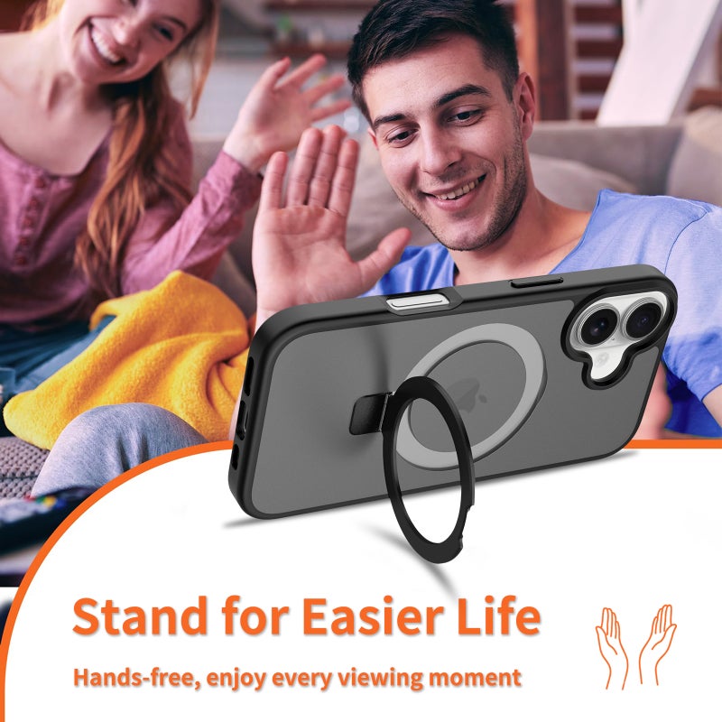 جراب ماج سيف لهاتف آيفون 17 مع حامل مغناطيسي غير مرئي، 【حماية كاملة من الصدمات】غطاء خلفي غير لامع مع حامل مغناطيسي لهاتف آيفون 17 ماج سيف - Image 5