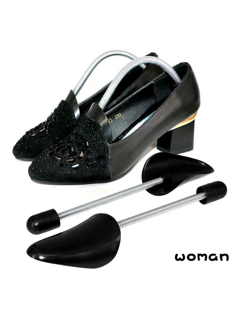 2 Pairs Adjustable Women's Shoe Trees – Lightweight Plastic Shoe Stretcher & Shape Keeper, Portable Boots, Sneakers & Leather Shoes Shaper, Fits Size 5.5-10, Black - Image 3