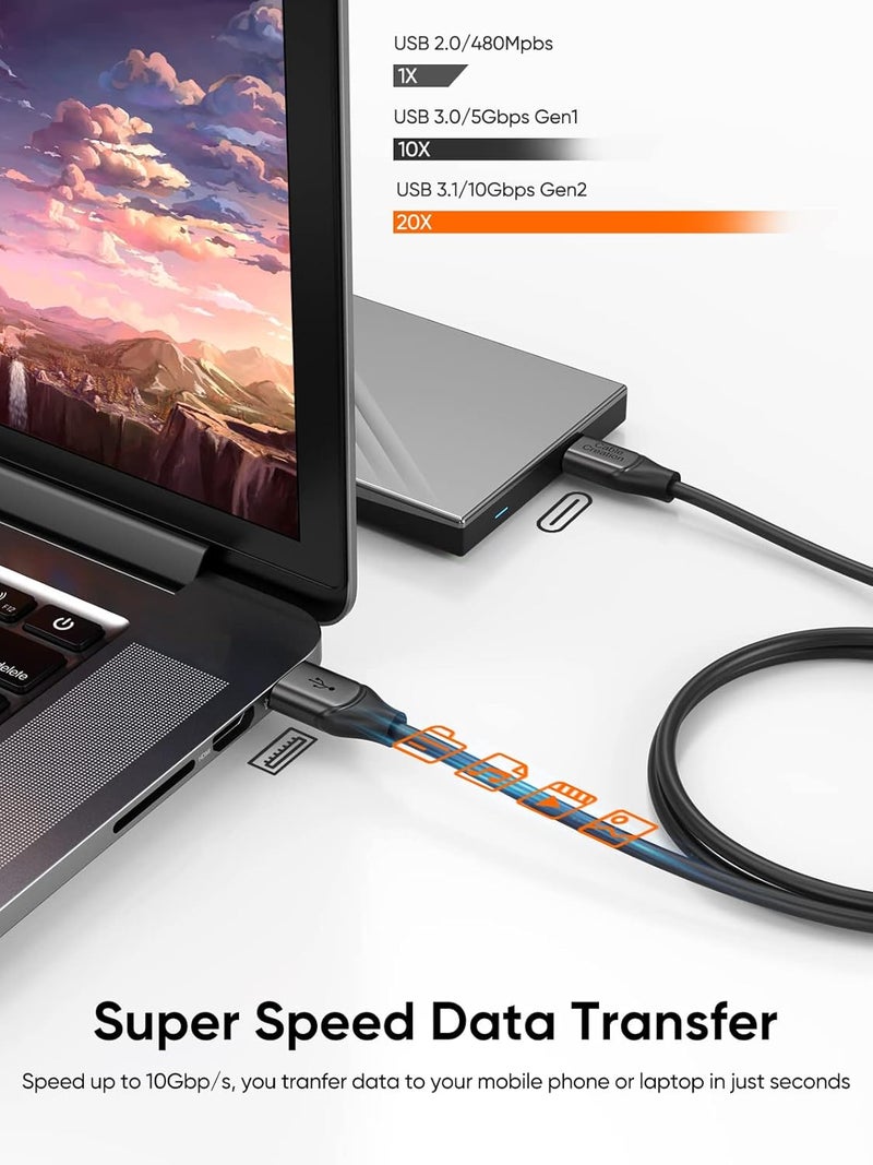 كابل USB C إلى USB A من CableCreation بطول 5 أقدام، كابل بيانات USB A إلى C USB 3.1 USB 3.2 Gen2 10 جيجابت في الثانية، Android Auto 3A لـ SSD خارجي USB C، MacBook Pro، iPad، Galaxy S24/S23+، iPhone 16/15، 1.5 متر - Image 3