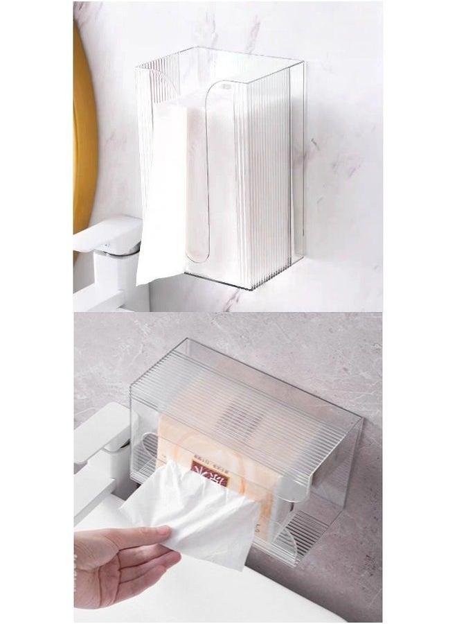 Wall Mounted Tissue Box Holder,Clear Paper Organizer Dispenser,Large Storage for Kitchen,Bathroom,Home, Office
