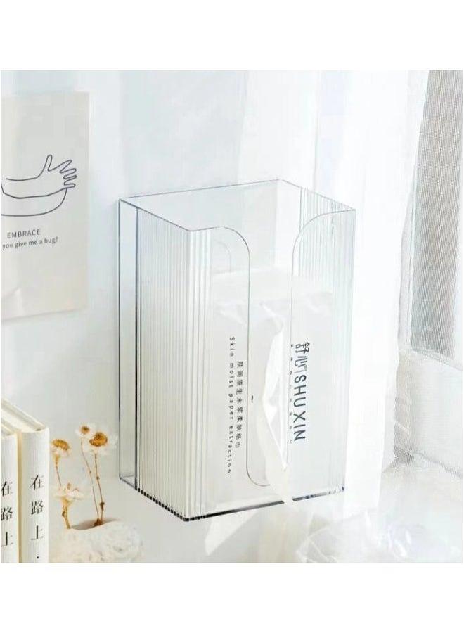 HOMESTAR Wall Mounted Tissue Box Holder,Clear Paper Organizer Dispenser,Large Storage for Kitchen,Bathroom,Home, Office  - Image 1