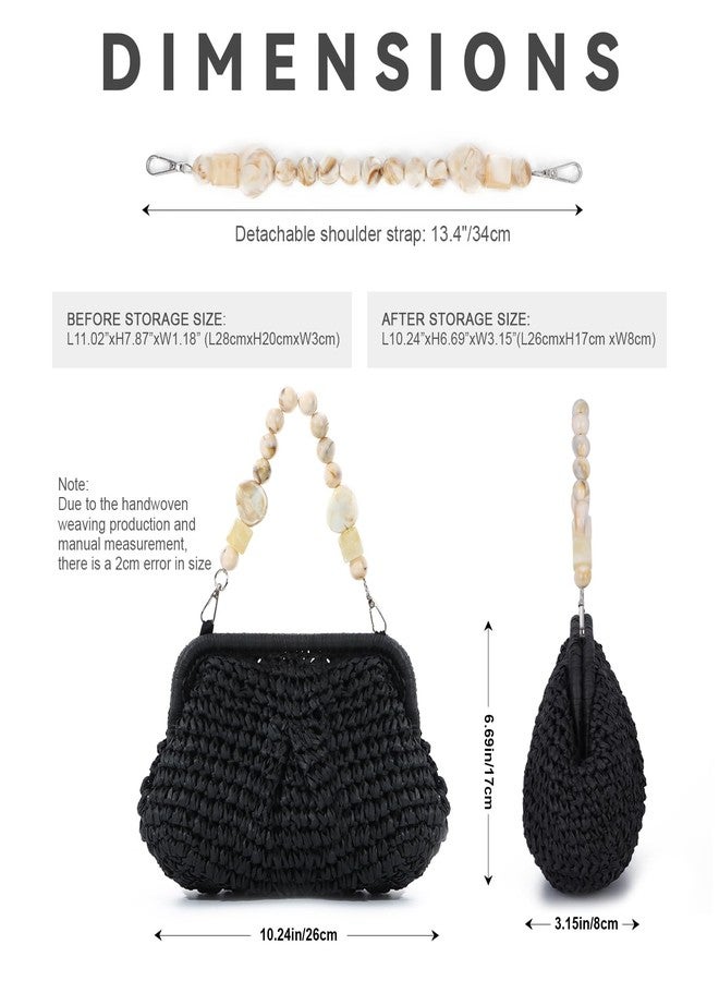 LUI SUI Straw Dumpling Clutch Bag - Woven Straw Tote Clutch Purse for Women - Summer Beach Bag - Wicker Clutch - Image 3