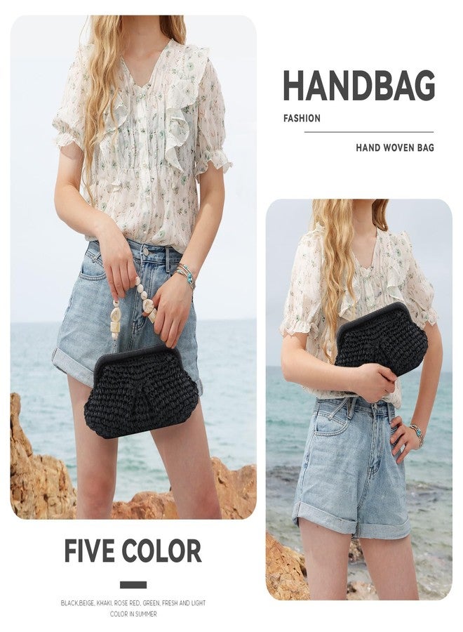 LUI SUI Straw Dumpling Clutch Bag - Woven Straw Tote Clutch Purse for Women - Summer Beach Bag - Wicker Clutch - Image 2