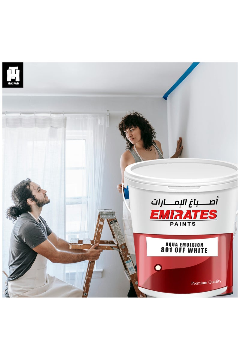 Emirates Premium Off-White 801 Emulsion Wall Paint - Smooth & Flat Finish for Interior Walls, Water-Based & Low VOC - Image 2