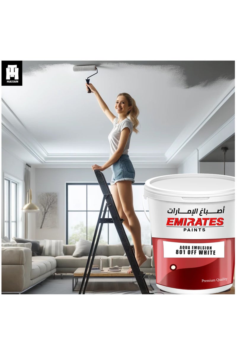Emirates Premium Off-White 801 Emulsion Wall Paint - Smooth & Flat Finish for Interior Walls, Water-Based & Low VOC - Image 4