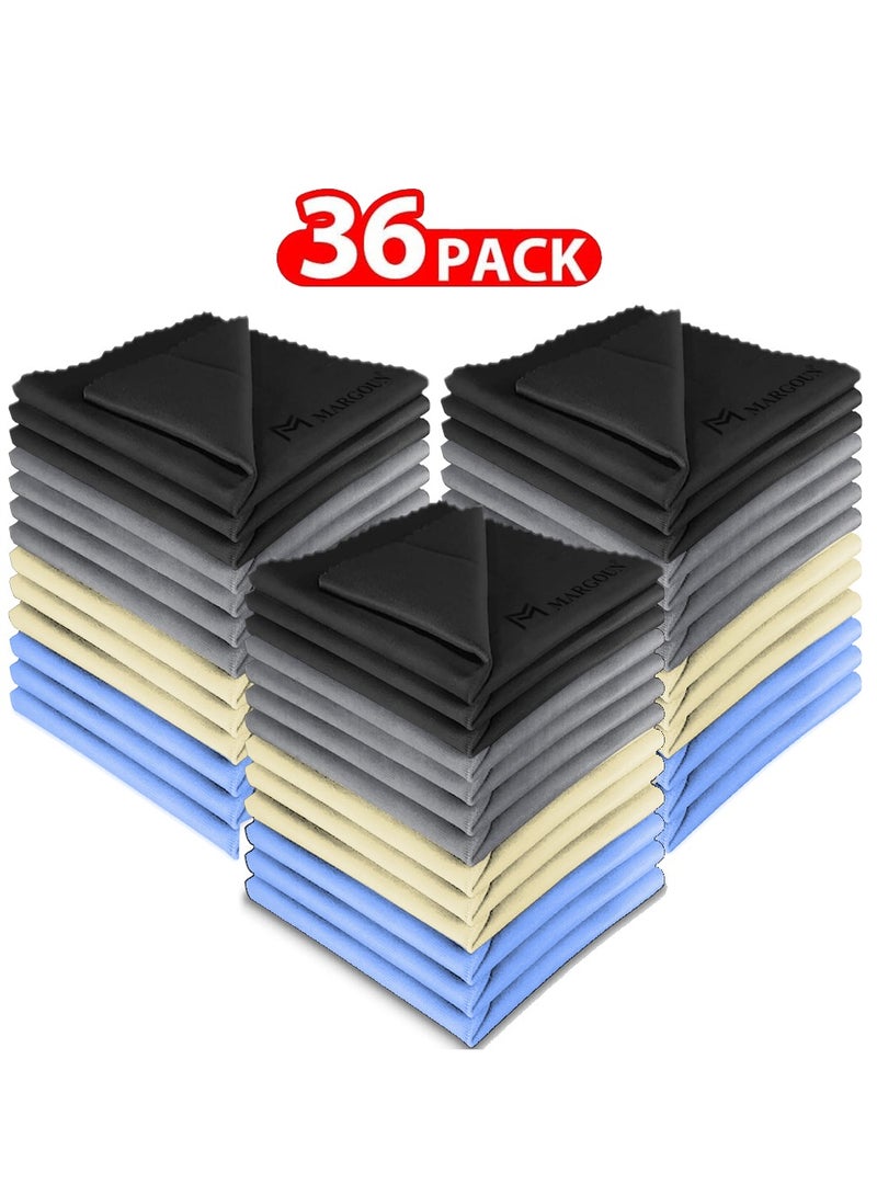 MARGOUN 36 Pack Microfiber Cleaning Cloth Premium Cloth for Glasses Lens Screens & More Multicolour - Image 1