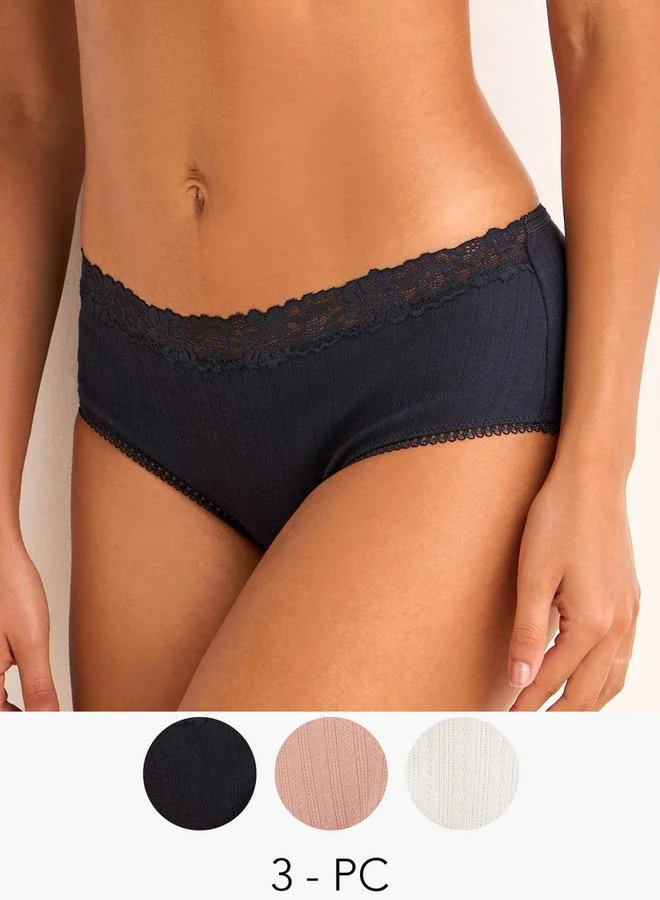 Splash FAV Set of 3   Briefs with Ribbed Lace Trim