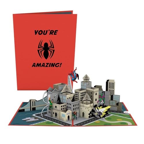 Lovepop Marvel’s Spider-Man You're Amazing! Pop Up Card, 5x7 - Pop Up Birthday Card, Spiderman Birthday Card, Superhero Card, Spiderman Funko Pop, Birthday Card for Boy or Grandson - Image 2