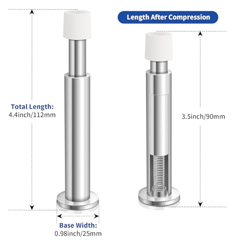 HUTLON 10 Pack Door Stops 44 Inch Door Stopper for Wall Spring Loaded Soft Rubber Door Bumper Wall Protector Brushed Nickel Door Stop - Image 3