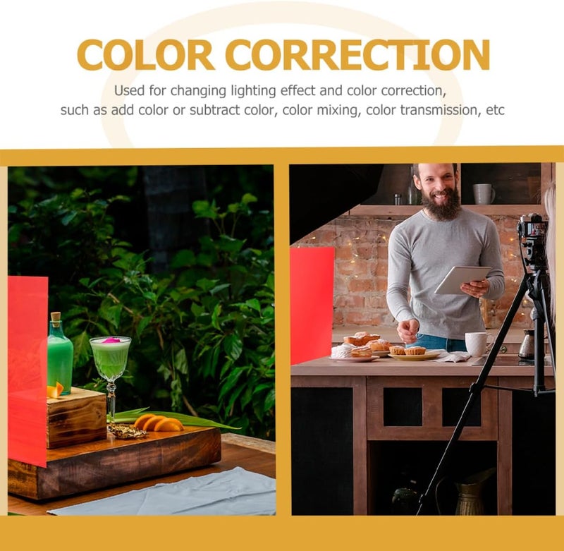 A4 6-Piece Colorful PVC Light Gel Filtering Sheets for Photography Lighting Light Diffuser Sheets Plastic Film Overlays Compatible Studio Flash - Image 5