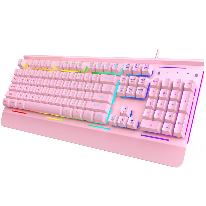 TECKNET Gaming Keyboard, USB Wired Computer Keyboard, 15-Zone RGB Illumination, IP32 Water Resistance, 25 Anti-ghosting Keys, All-Metal Panel (Whisper Quiet Gaming Switch) - Image 1