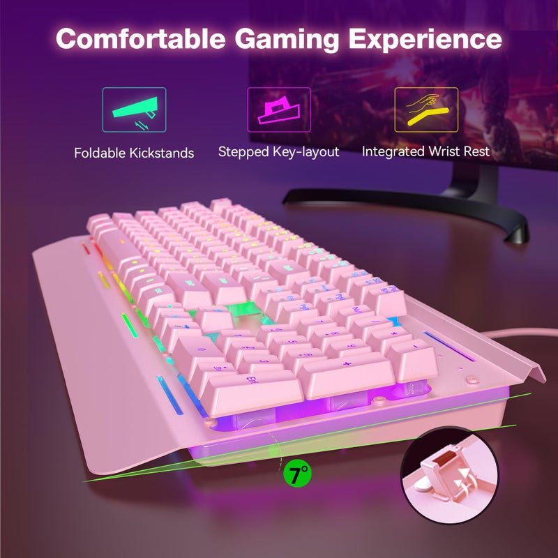 TECKNET Gaming Keyboard, USB Wired Computer Keyboard, 15-Zone RGB Illumination, IP32 Water Resistance, 25 Anti-ghosting Keys, All-Metal Panel (Whisper Quiet Gaming Switch) - Image 2