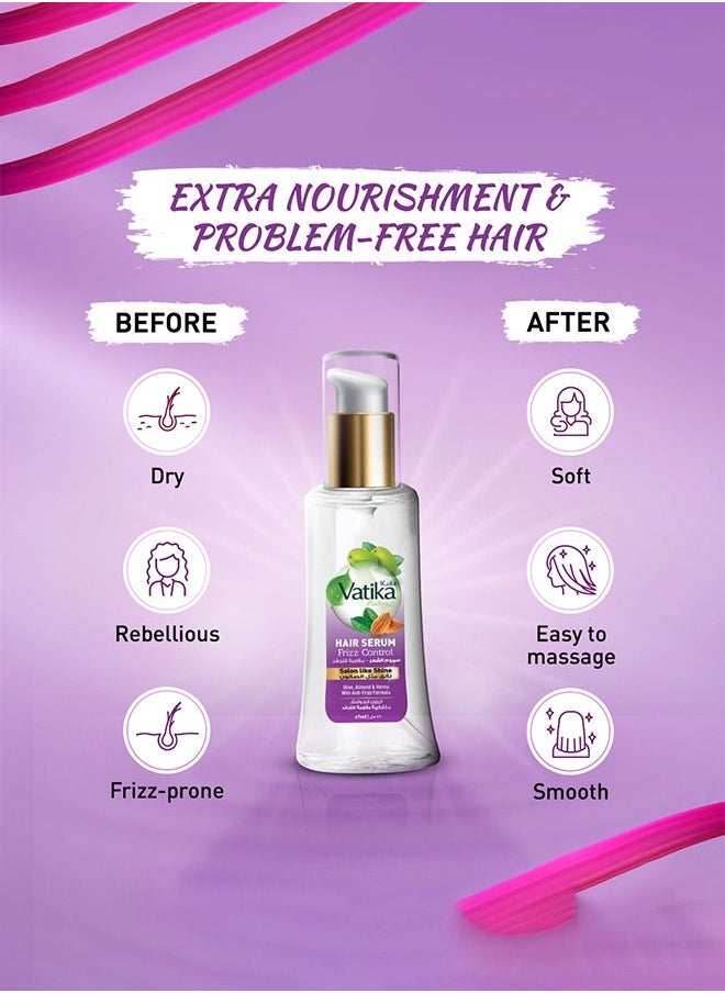 Vatika Naturals - Vatika Naturals Frizz Control Hair Serum | Olive, Almond & Henna | With Anti-Frizz Formula | For Dry & Damaged Hair - 47 ml - Image 1