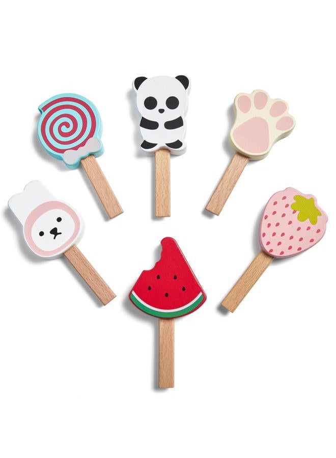 medoga Wooden Ice Cream Truck Toy Play Set with Ice Cream Toy Pretend Play Food Truck Play Kitchen Accessories with Ice Lolly & Shovel & Menu Wooden Toy Gift for 3 4 5 6 7 8 Year Old Girls Boys - Image 2